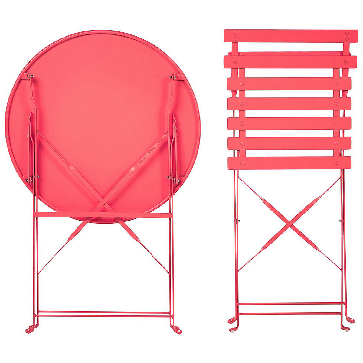 BALKONSET 2-Sitzer rot zusammenklappbar Fiori - Rot, Metall - Beliani