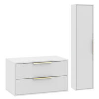 BADMÖBEL-SET Rimini 2 Teile Weiß Matt - 80 x 46 x 46 cm - Weiß, Holz (80/46/46cm) - Badplaats