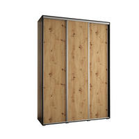 SCHWEBETÜRENSCHRANK 235,2/180/60 3-türig - Silberfarben/Schwarz, Holz/Metall (180/235/60cm) - Abiks Möbel