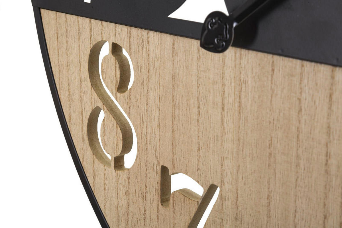 WANDUHR Palm, schwarz und braun, Eisen und MDF, 60 x 2,5 x 60 cm, Motiv: Palme - Schwarz/Braun, Holzwerkstoff/Metall (60/60/2.5cm) - Mauro Ferretti
