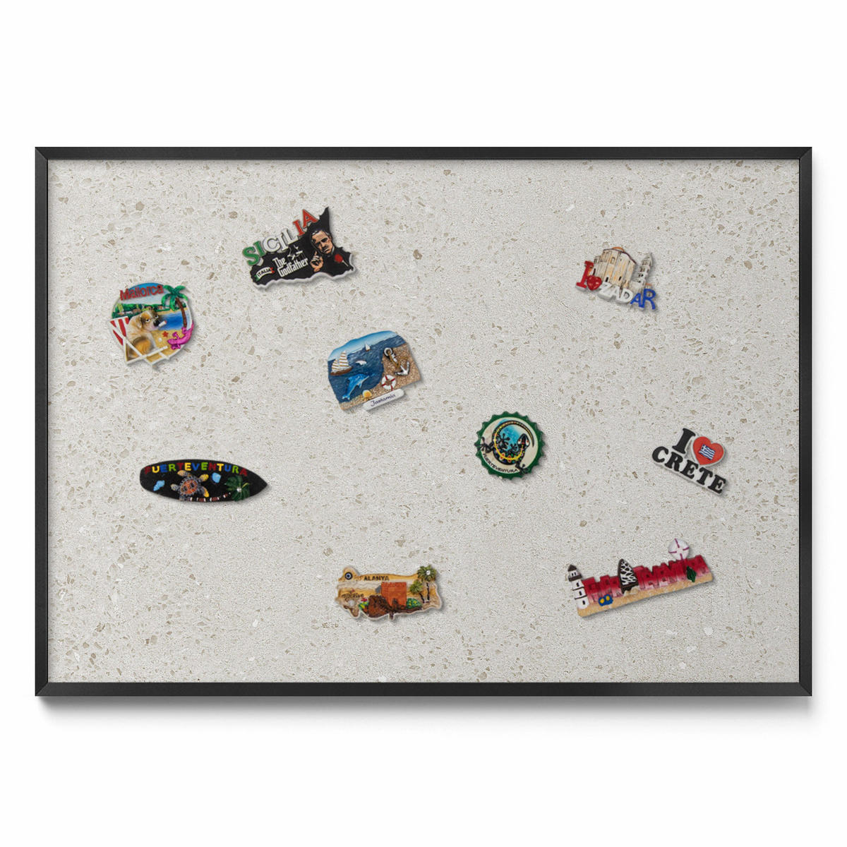 MAGNETTAFEL 100x70 cm Schwarzer Rahmen Helles Steinzeug - Hellgelb, Metall (100/70/0.4cm) - TULUP