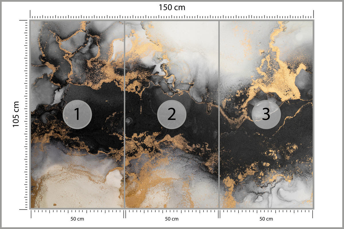 FOTOTAPETE für Wohnzimmer Marmor Klassisch Gold Akzente 150x105 - Gelb/Beige, Papier (150/105cm) - Muralo