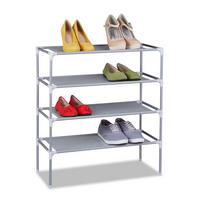 SCHUHREGAL Stecksystem - Grau, Kunststoff/Textil (62/68/28cm) - Relaxdays