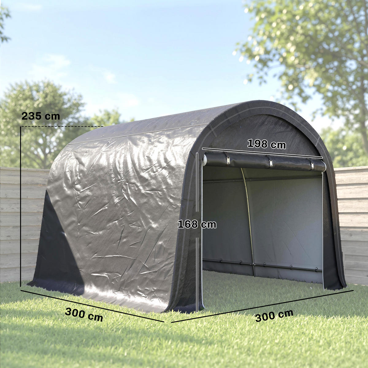 CARPORT Dunkelgrau 1 Stück - Dunkelgrau, Kunststoff/Metall (300/235/300cm) - GiPP