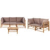 LOUNGE SET 5-Sitzer Bambusholz hellbraun 3-teilig Auflagen taupe Cerreto - Taupe, Holz - Beliani