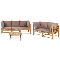 LOUNGE SET 5-Sitzer Bambusholz hellbraun 3-teilig Auflagen taupe Cerreto - Taupe, Holz - Beliani