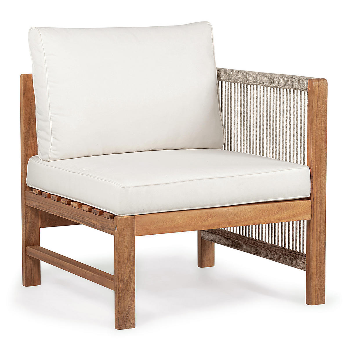 LOUNGEGRUPPE - 5-teilig - Akazie massiv / Polyester - Braun / Beige - Beige, Holz/Textil - home24