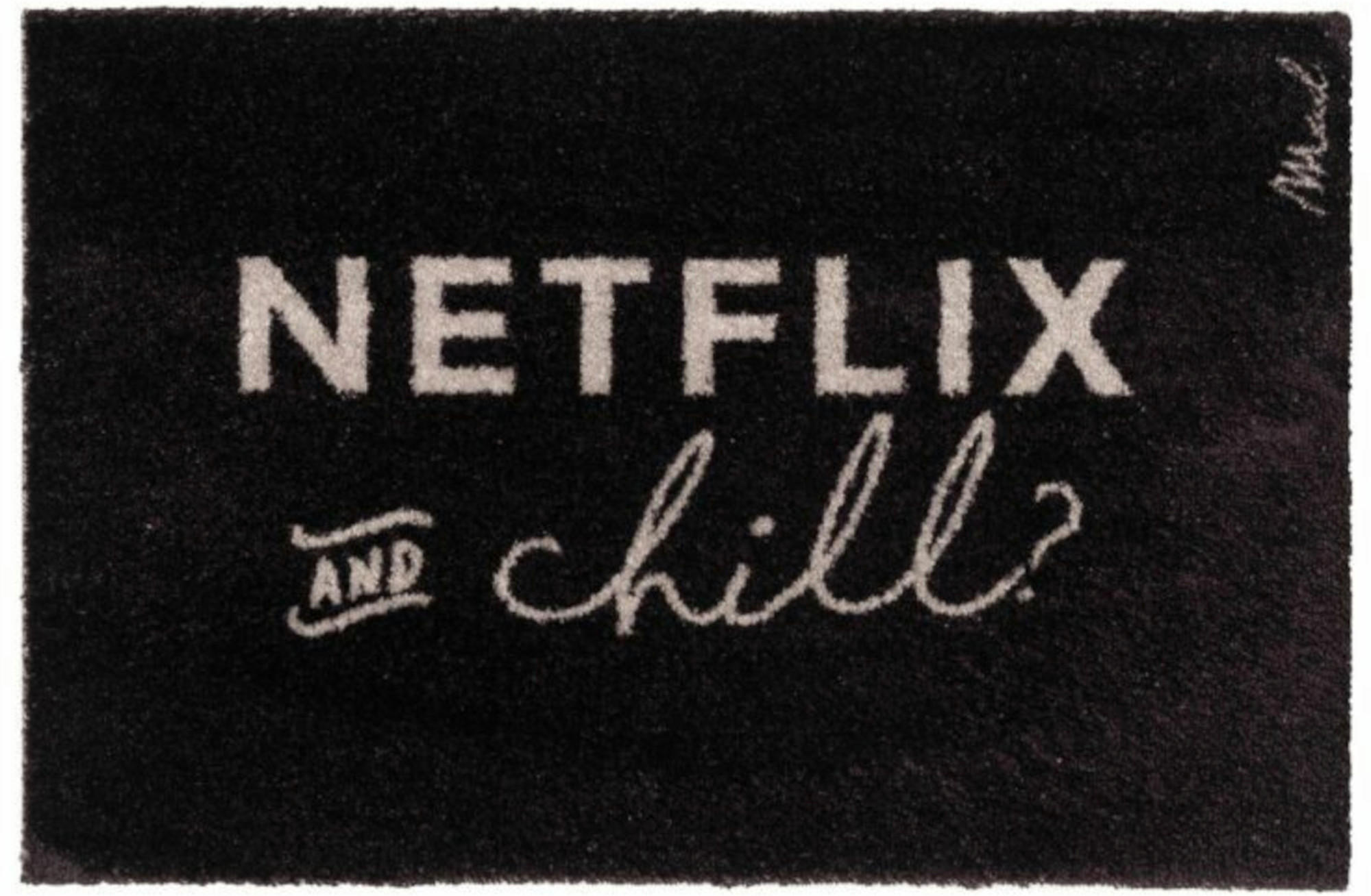 INDOOR FUßMATTE "Bobbi" mit Spruch "netflix & chill" Schwarz 50 x 75 cm - Schwarz, Kunststoff/Textil (50/75cm) - MAD ABOUT MATS