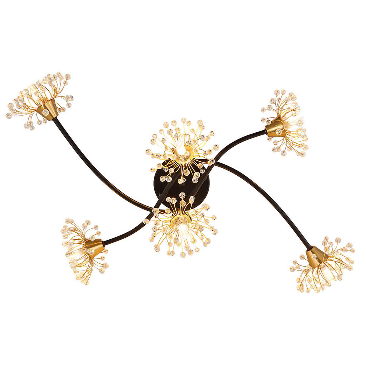 DECKENLEUCHTE FIORE, Metall, Schwarz, matt, 6-flammig - Schwarz, Metall (74/43/22cm) - Globo Lighting