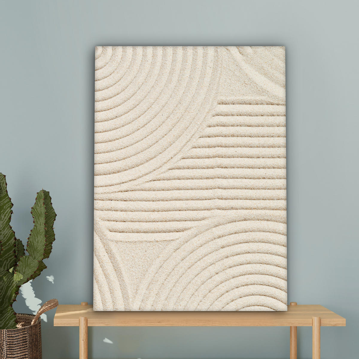 LEINWANDBILD Muster - Abstrakt - Weiß Wandbild Wohnzimmer 60x80 cm - Beige, Textil (60/80cm) - MuchoWow