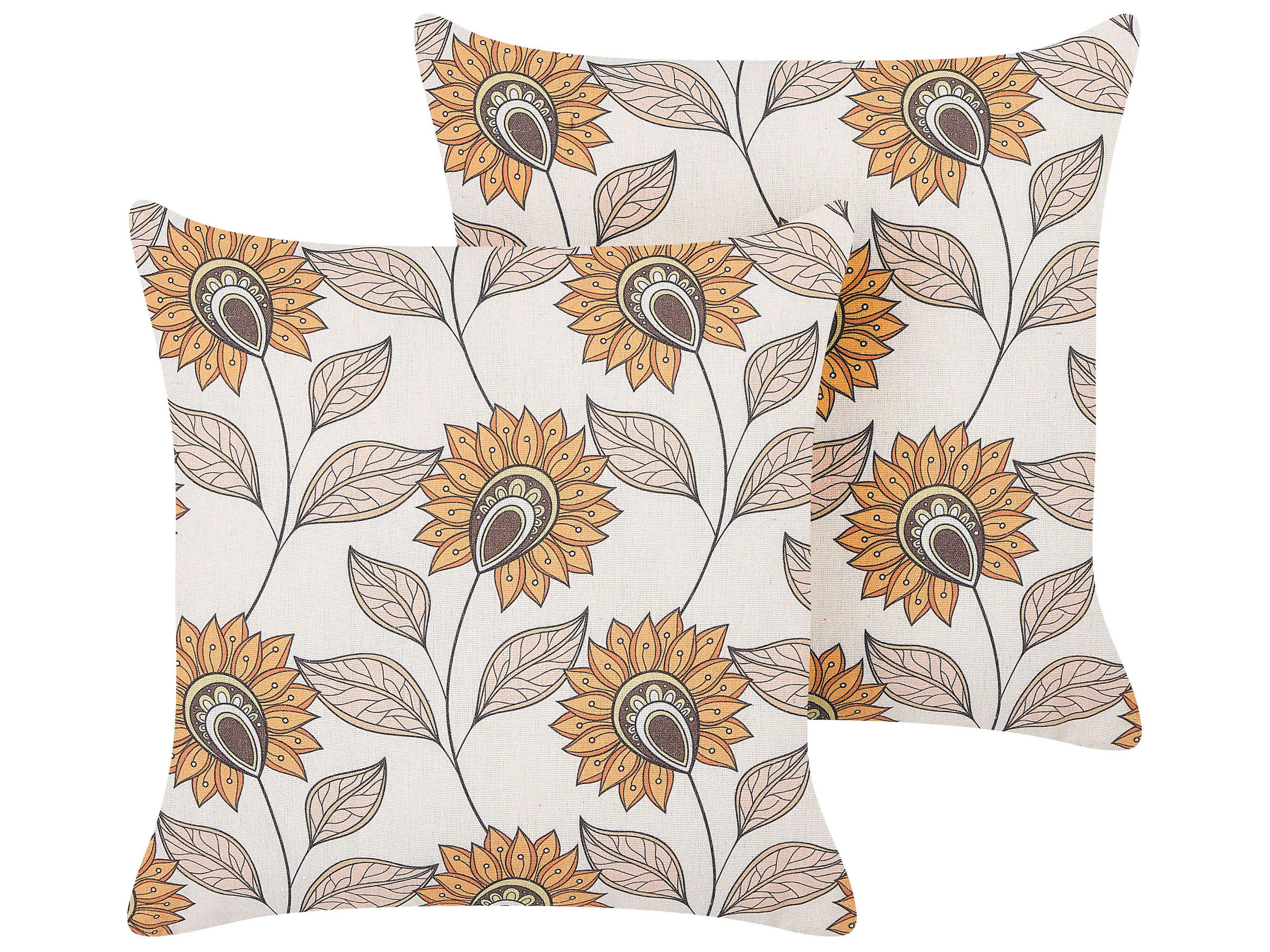 DEKOKISSEN 2er-Set Cremeweiß 45/45 cm Tuberose - Ecru, Textil (45/45cm) - Beliani