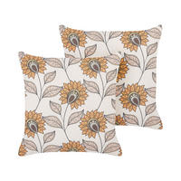 DEKOKISSEN 2er-Set Cremeweiß 45/45 cm Tuberose - Ecru, Textil (45/45cm) - Beliani