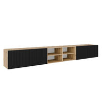 TV-SCHRANK Artisan Schwarz RIO Offene Regale Gerillt 300 cm - Schwarz, Holzwerkstoff (300/41/40cm) - Sepro Meble