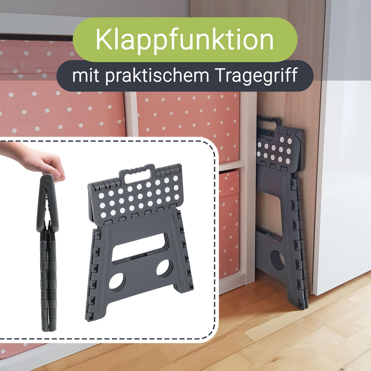KLAPPHOCKER, 100% Kunststoff - Anthrazit, Kunststoff (29/30/22cm) - Zollner