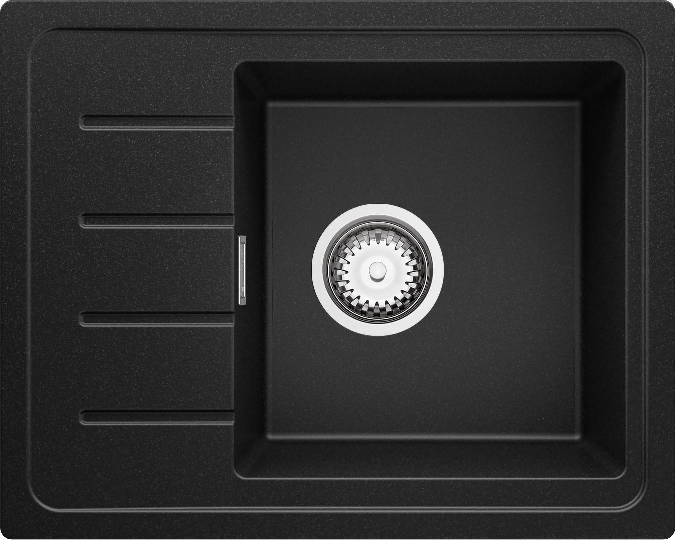 SPÜLBECKEN Kopenhagen Easy, 2-er set Schwarz 55/44 cm 1 Becken + Ablauf-Set ab 45er Unterschrank - Chromfarben/Schwarz, Kunststoff (55/17/44cm) - Primagran