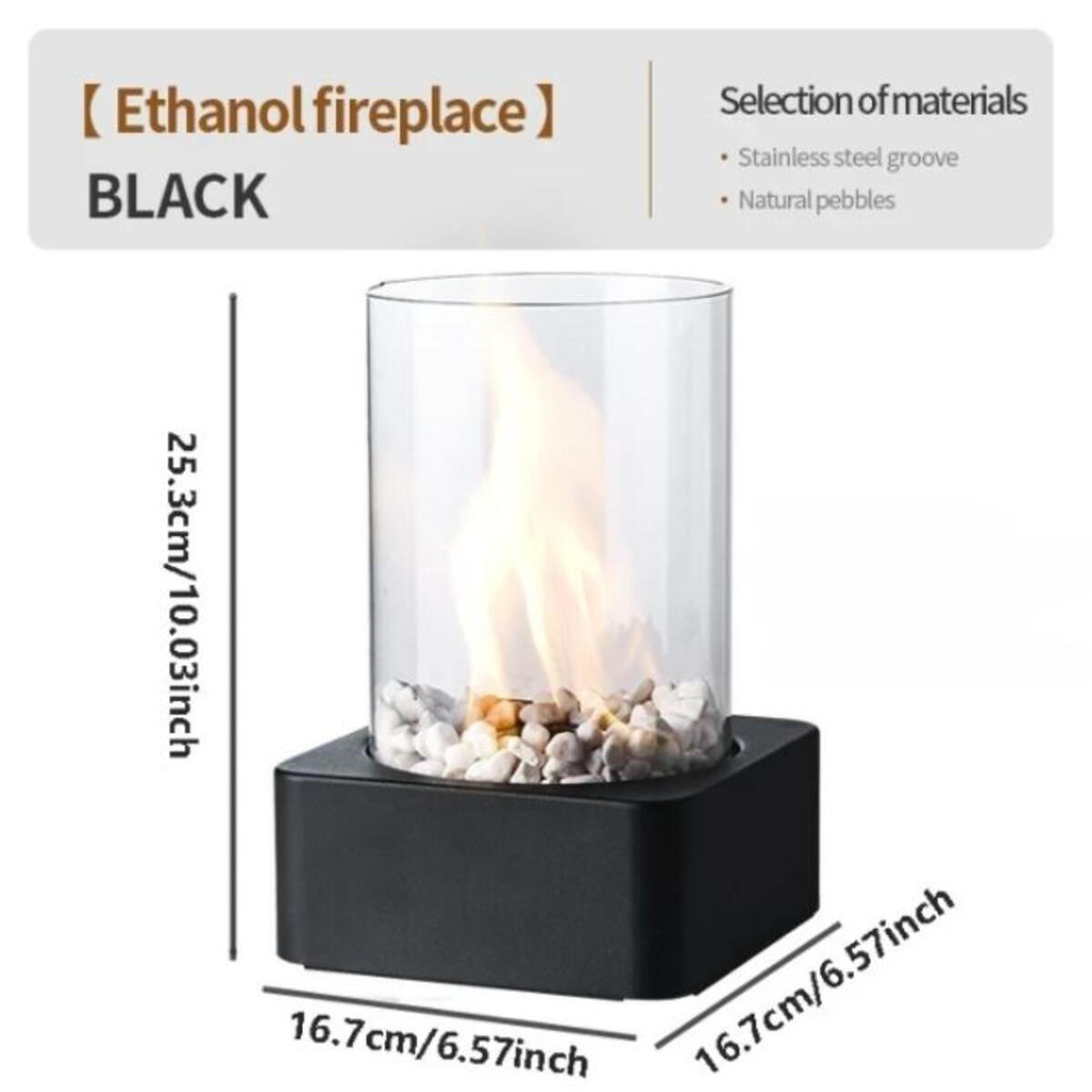 BIOETHANOL-KAMIN Schwarz 16.7/16.7/25.3 cm - Schwarz, Metall (16.7/25.3/16.7cm) - Authentics