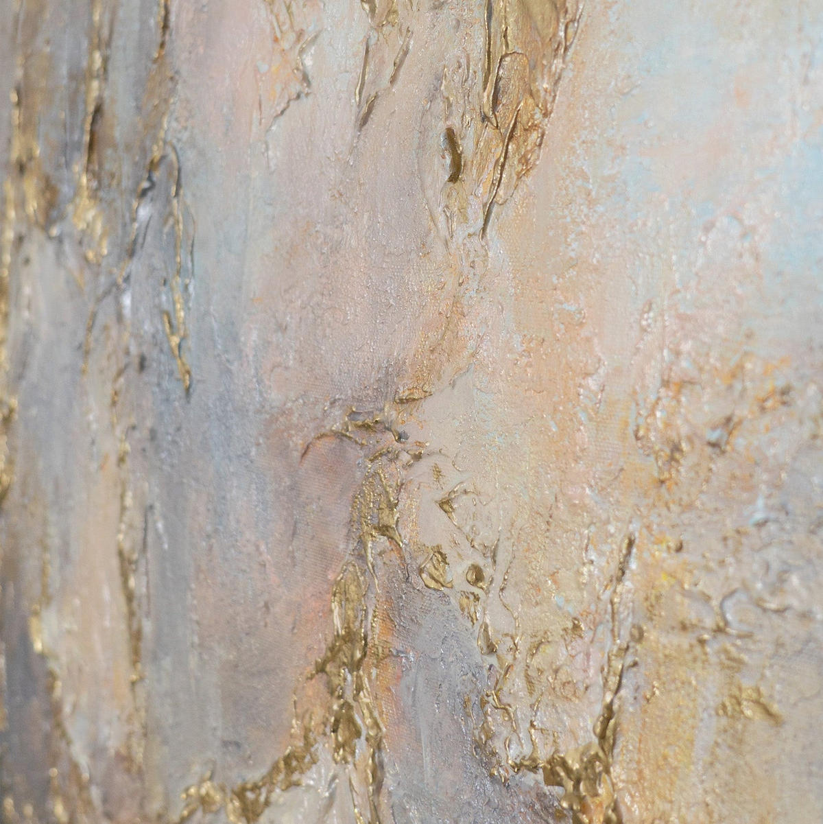 GEMÄLDE Goldener Schleier Schattenfugenrahmen Grau 70x50 cm - Grau, Holz (70/50cm) - YS-art gallery