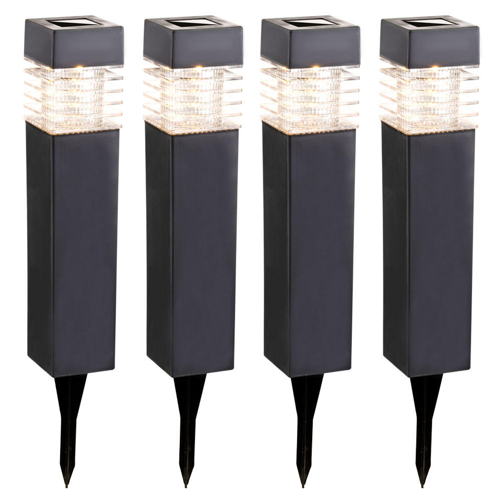 LED AUSSENLEUCHTE Solarlampe Anthrazit 4er Set - Anthrazit, Kunststoff (5.8/5.8/38.5cm) - Globo Lighting