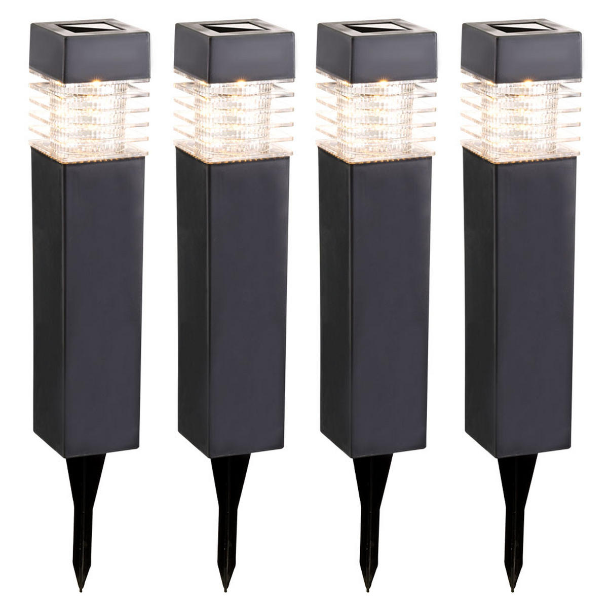 LED AUSSENLEUCHTE Solarlampe Anthrazit 4er Set - Anthrazit, Kunststoff (5.8/5.8/38.5cm) - Globo Lighting