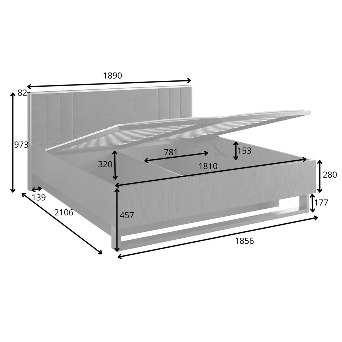 POLSTERBETT Brunelli Schwarz 189/97,3/207,4 cm – ohne Bettkasten - Schwarz, Holzwerkstoff (180/200cm) - AX Living