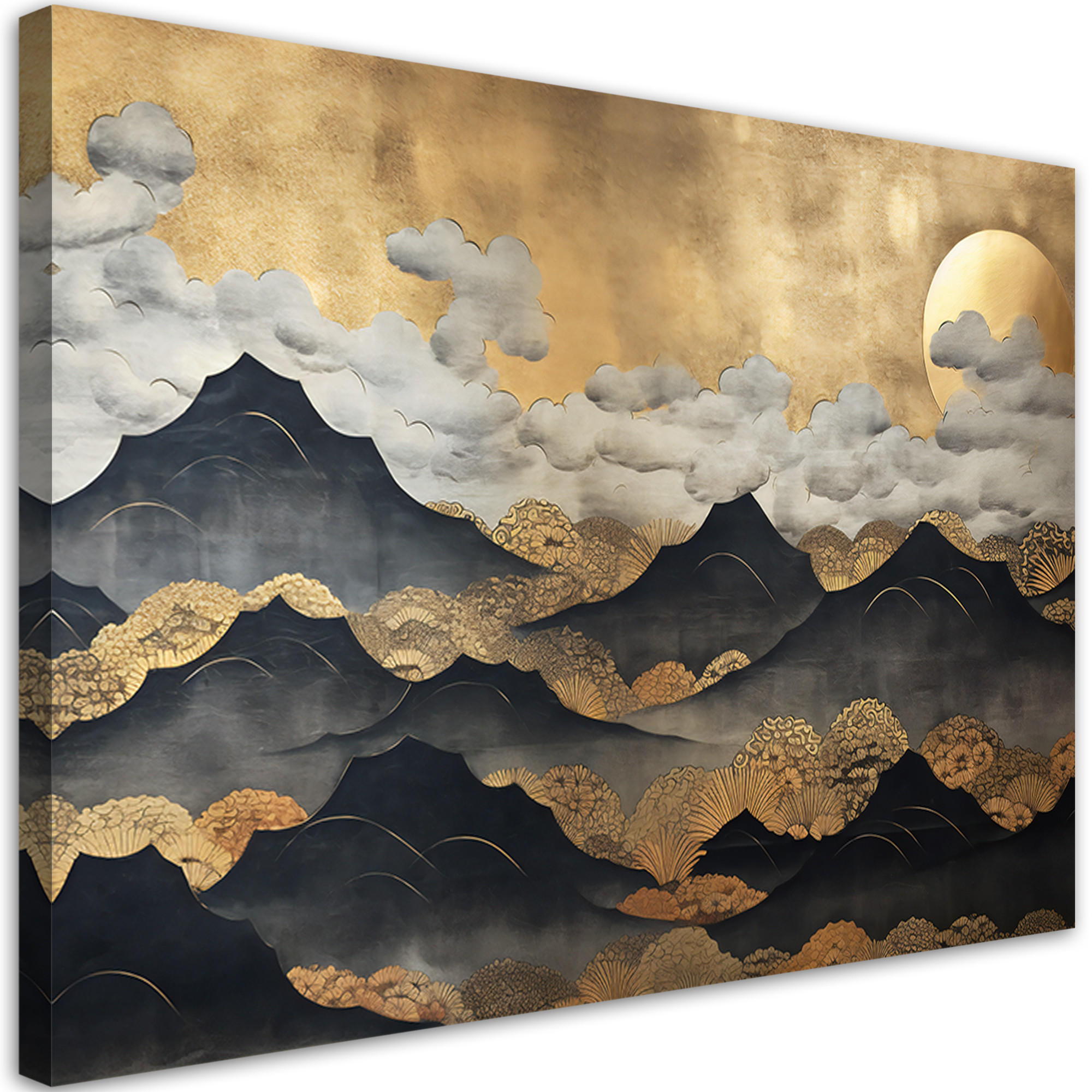 WANDBILD goldene berglandschaft - Gelb, Textil (60/40cm) - Feeby