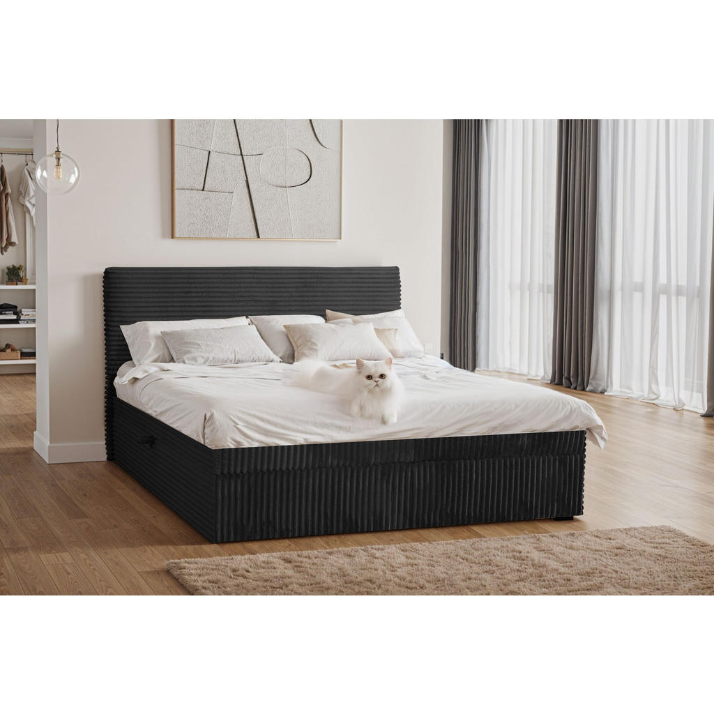 Thumbnail - Kaiser Möbel Boxbett, Schwarz, Textil, H3, Höhe ca. 20 cm, 120x200 cm, Schlafzimmer, Betten, Boxspringbetten