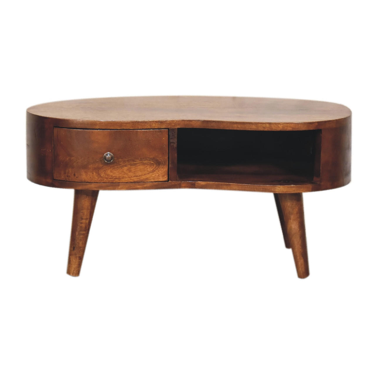 Artisan Furniture KONFERENČNÍ STOLEK z masivního dřeva, otevřený úložný prostor, severské nohy, hnědý