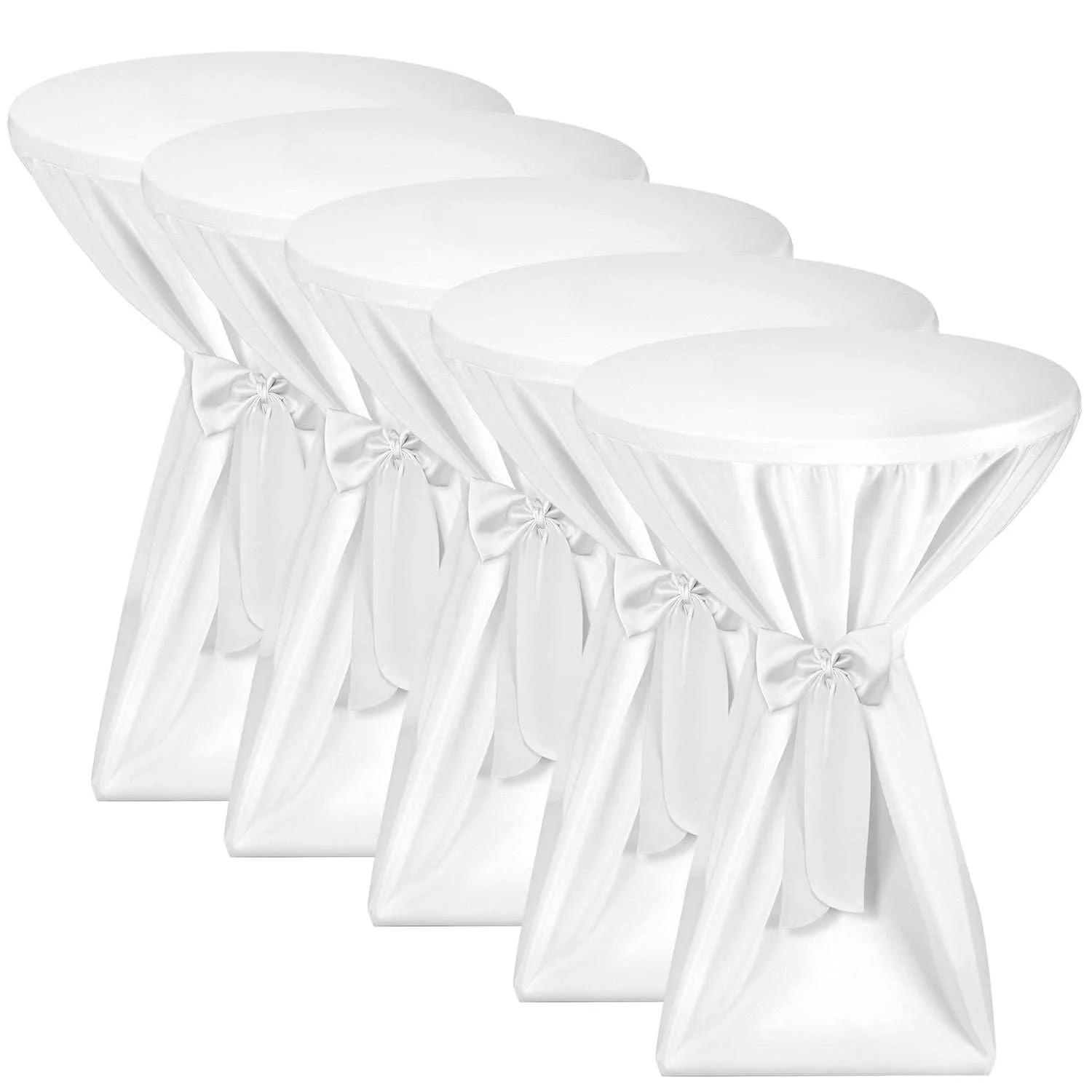 STEHTISCHHUSSE Premium Ø 80cm Weiß (5tlg) - Weiß, Kunststoff/Textil (80/145cm) - Beautissu 