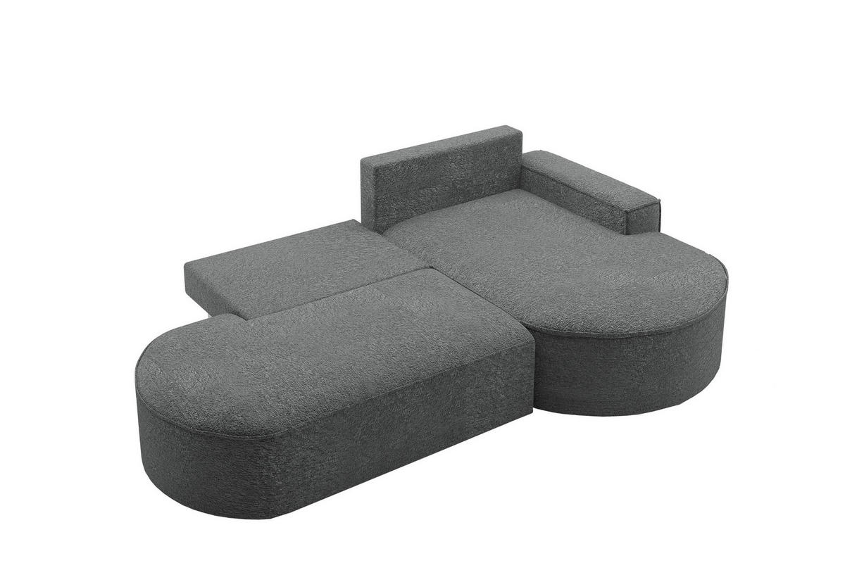 ECKSOFA mit Schlaffunktion und Bettkasten Modena Runden stoff Arena Anthrazit Rechts - Anthrazit, Holz (278/179cm) - Kaiser Möbel