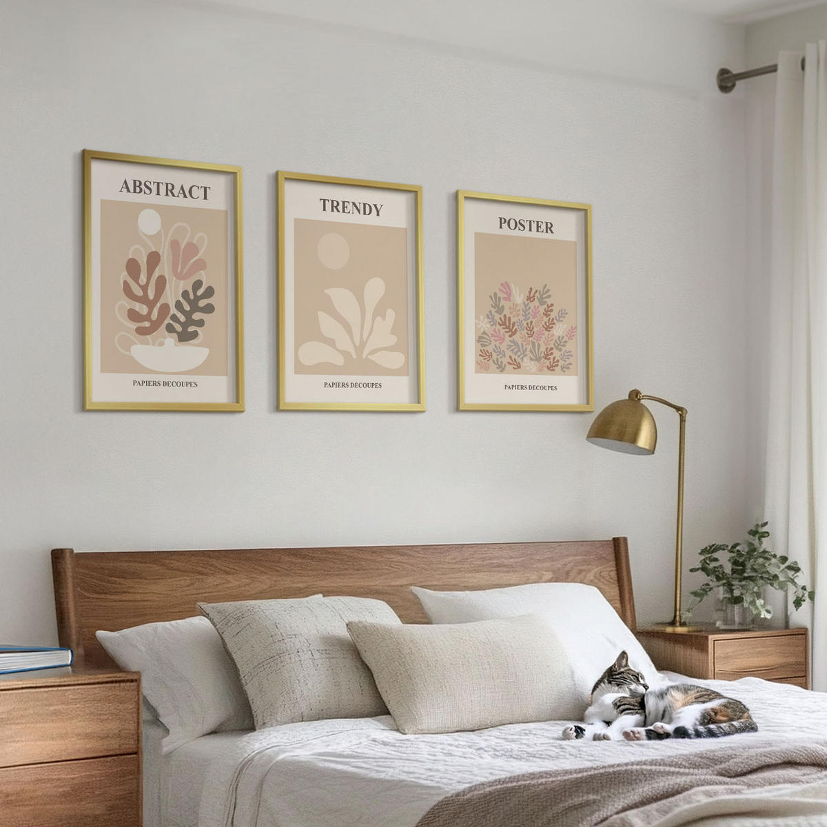 BILDER SET 3er Set - 40x60 cm Goldrahmen - Pflanzenmotive beige braun - Goldfarben, Kunststoff (40/60cm) - TULUP