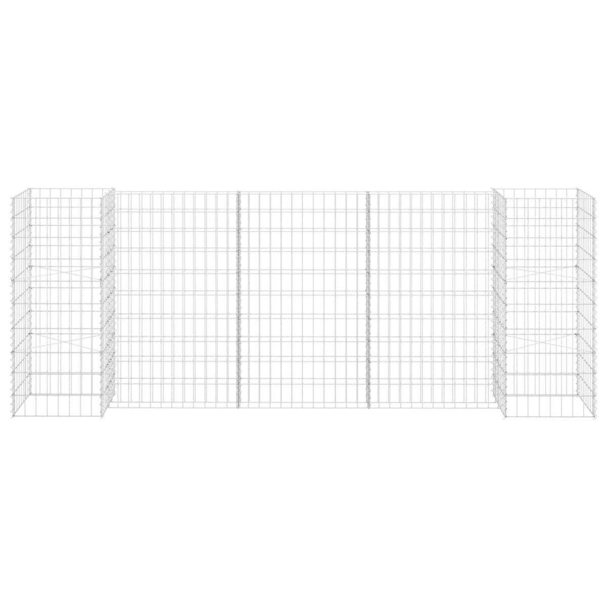 H-FÖRMIGER Gabionen-Pflanzkorb Stahldraht 260x40x100 cm - Silberfarben, Metall (260/100/40cm)