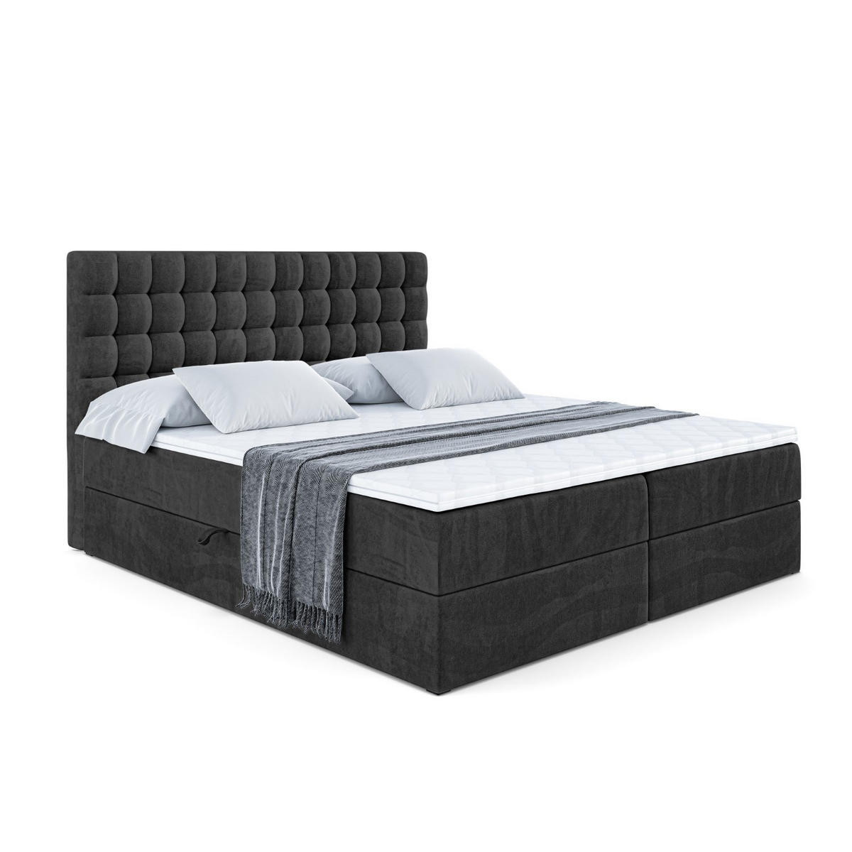 BOXBETT mit H4-Matratze und Lattenrost - VIONE - 140x200 Schwarz - Schwarz, Holzwerkstoff (140/200cm) - ALTDECOR