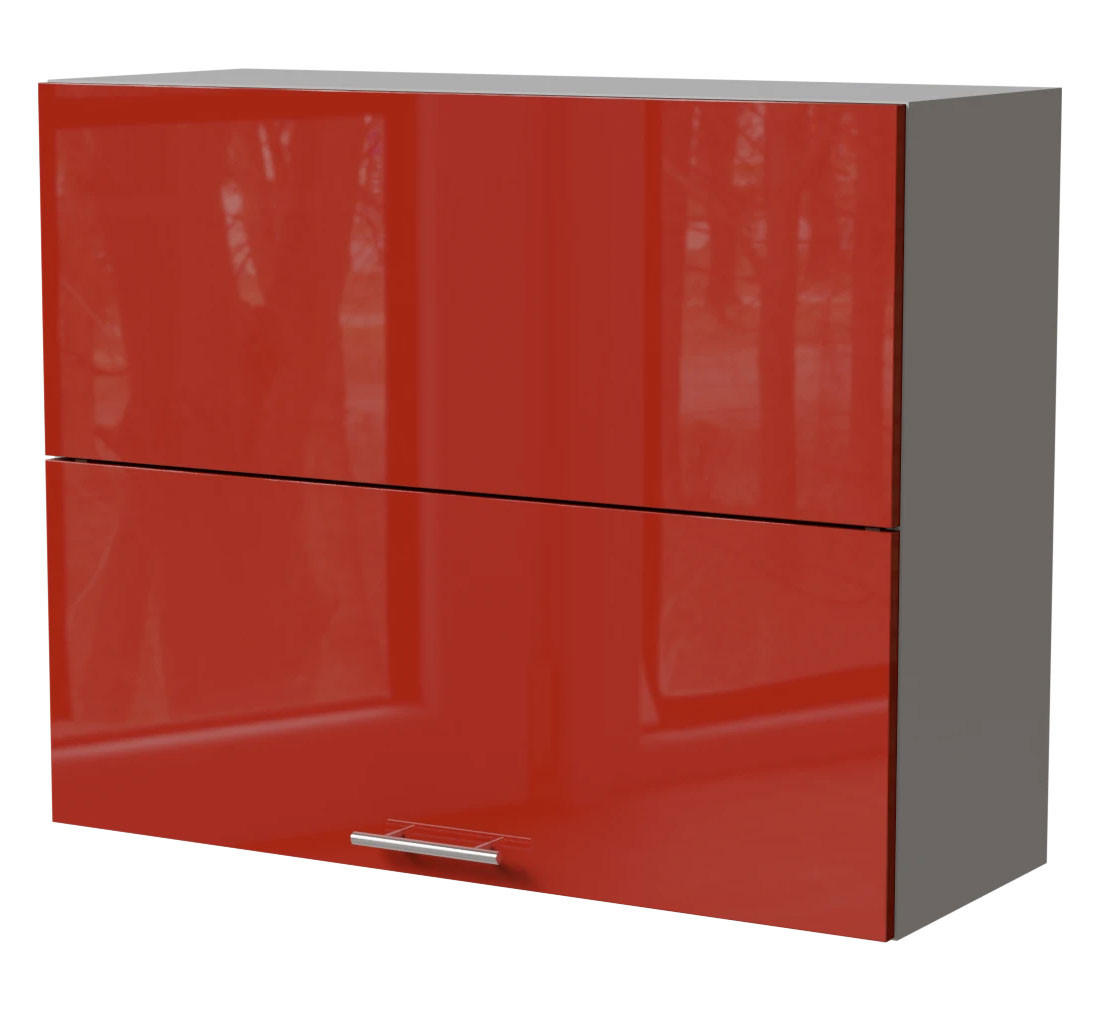 KLAPPHÄNGESCHRANK Brerra W8B/90-AV Grau / RAL 3002 karminrot Hochglanz 90 / 32,5 / 72cm - Rot/Grau, Holz/Holzwerkstoff (90/72/32.5cm) - Feldmann-Wohnen
