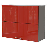 KLAPPHÄNGESCHRANK Brerra W8B/90-AV Grau / RAL 3002 karminrot Hochglanz 90 / 32,5 / 72cm - Rot/Grau, Holz/Holzwerkstoff (90/72/32.5cm) - Feldmann-Wohnen