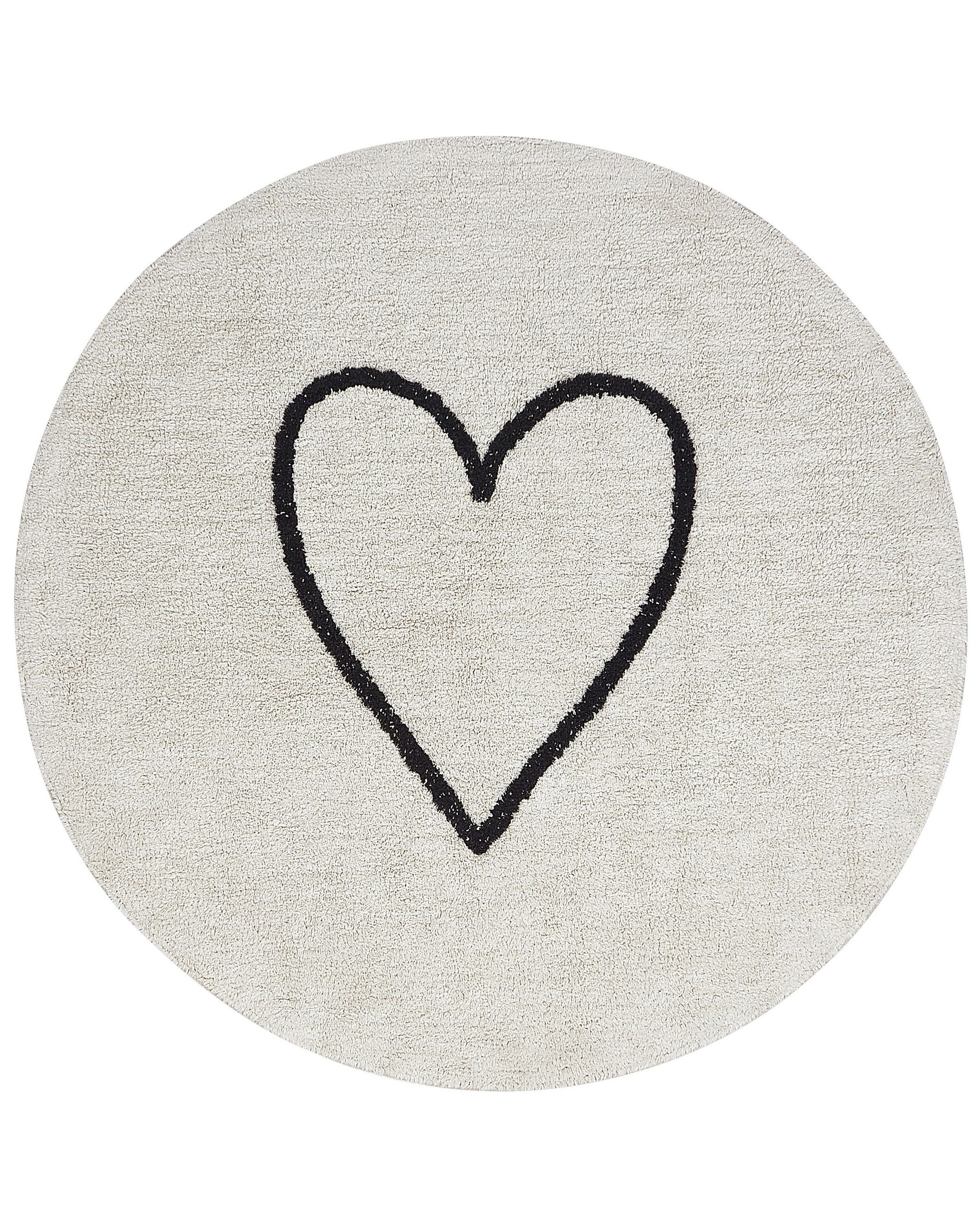 KURZFLOR-TEPPICH Beige 140 cm Heart - Beige/Schwarz, Textil (140/140cm) - Beliani