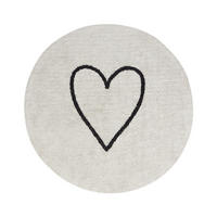 KURZFLOR-TEPPICH Beige 140 cm Heart - Beige/Schwarz, Textil (140/140cm) - Beliani
