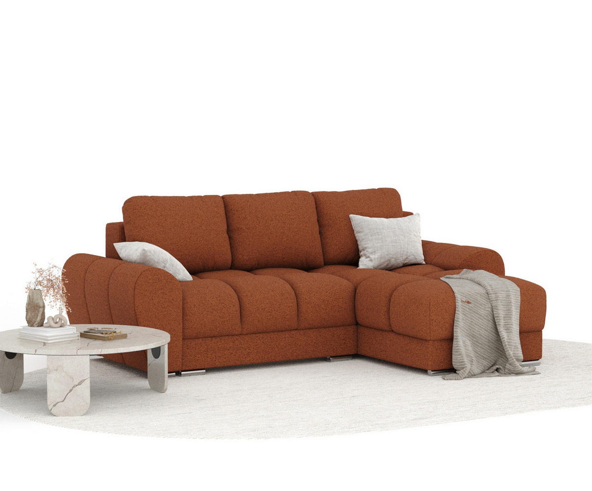 ECKSOFA MIT SCHLAFFUNKTION Peebles Kupferfarbe Webstoff - Chromfarben/Kupferfarben, Holz/Holzwerkstoff (256/175cm) - Maison de Reve