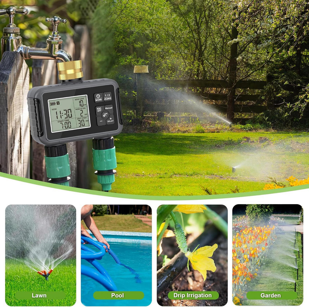 BEWÄSSERUNGSREGLER Außen-Wasserhahn-Timer mit Regenverzögerung - Grau, Kunststoff (12/5/12cm) - Weltevree