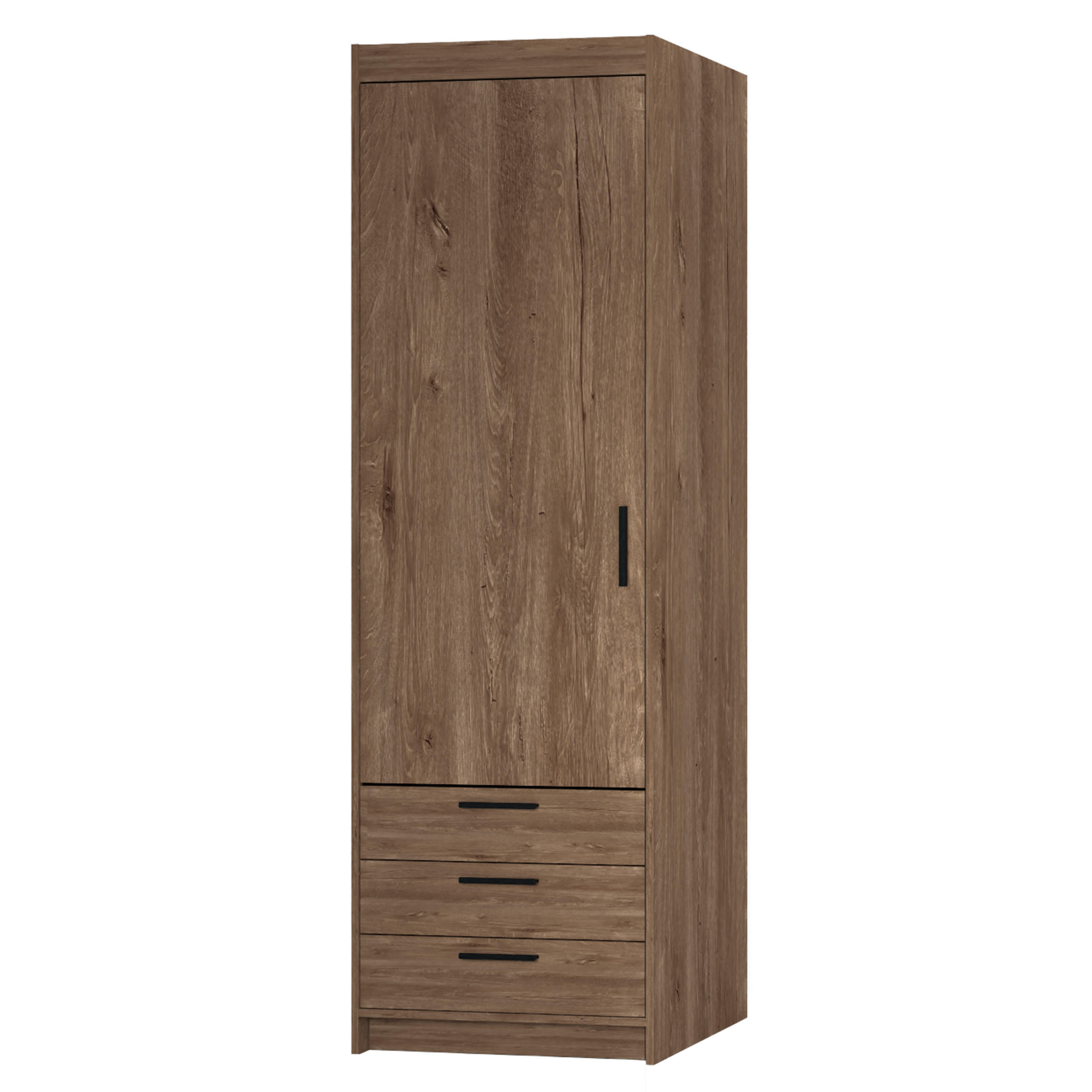 KLEIDERSCHRANK Storicos Eiche Lefkas 59,9/190,5/53 cm - 1T3S Modern mit Schubladen - Braun, Holzwerkstoff/Kunststoff (59.9/190.5/53cm) - AX Living