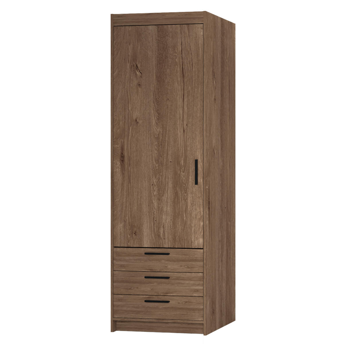 KLEIDERSCHRANK Storicos Eiche Lefkas 59,9/190,5/53 cm - 1T3S Modern mit Schubladen - Braun, Holzwerkstoff/Kunststoff (59.9/190.5/53cm) - AX Living