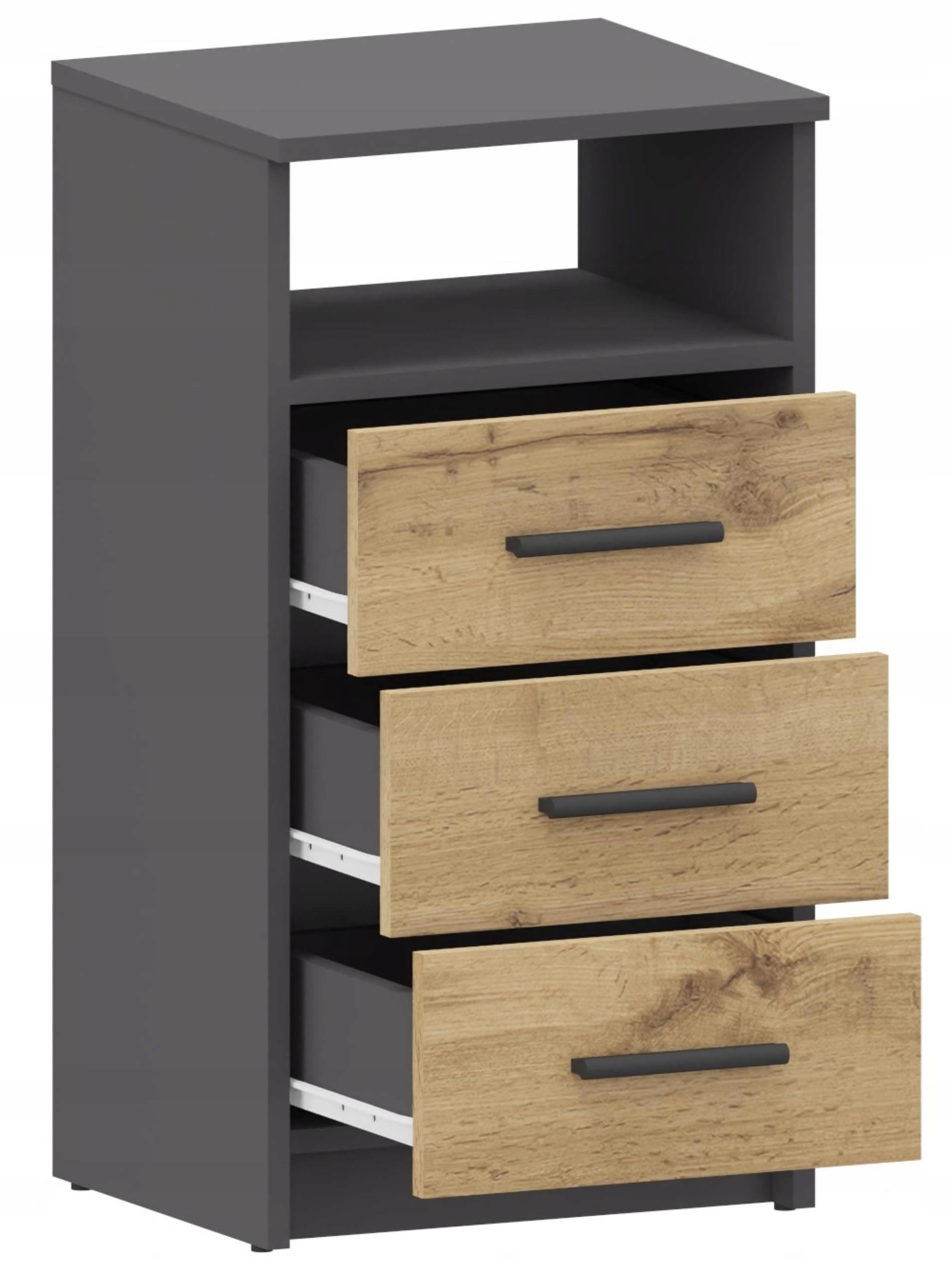 KOMMODE 3SO Anthrazit-Wotan Eiche 40/35/75 cm - Anthrazit/Eiche Wotan, Holzwerkstoff (40/75/35cm) - Matkam Möbel