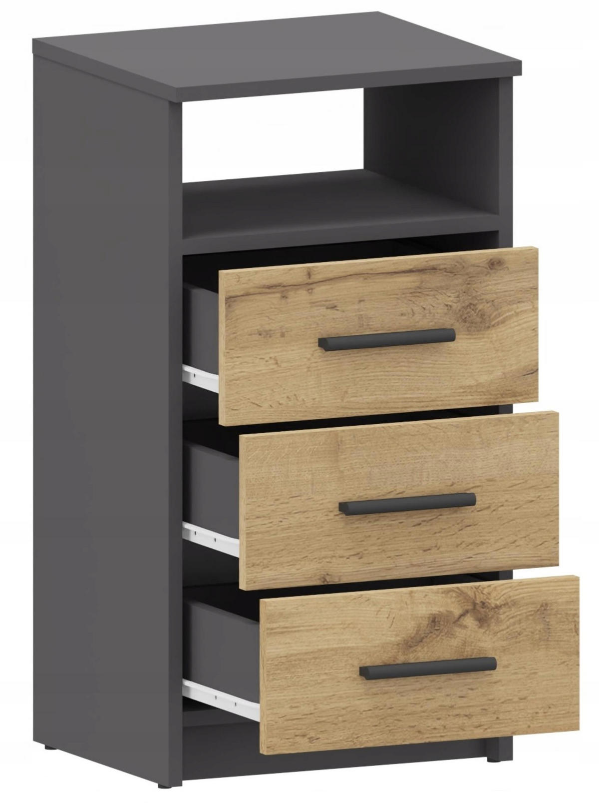 KOMMODE 3SO Anthrazit-Wotan Eiche 40/35/75 cm - Anthrazit/Eiche Wotan, Holzwerkstoff (40/75/35cm) - Matkam Möbel
