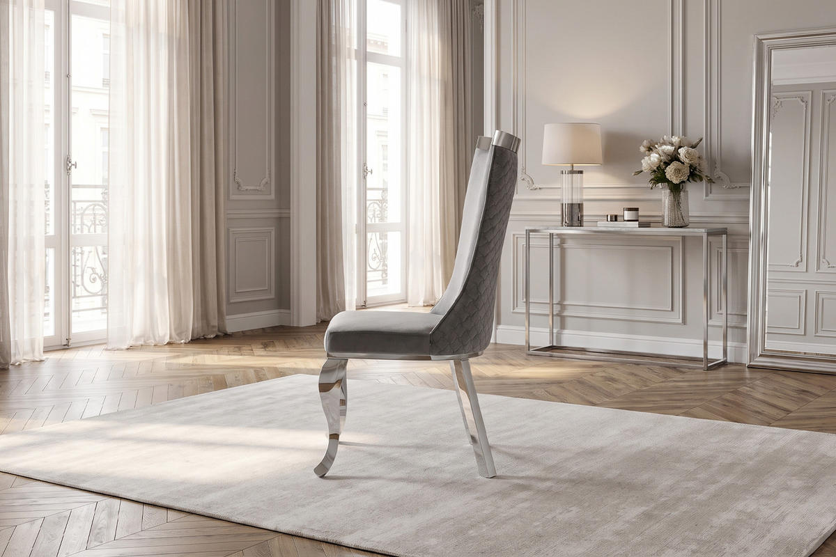 ESSZIMMERSTUHL SELENA Grau Velvet (1er-Set) - Grau, Textil (54/109/64cm) - KAWOLA