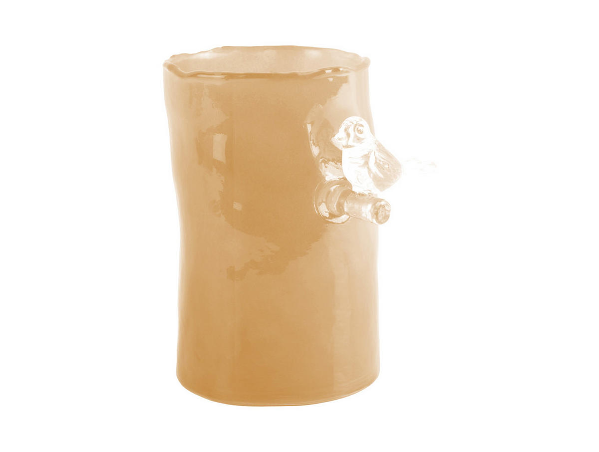 VASE Bird On Branch 9/9/15 cm - Gelb, Glas (9.5/15cm) - Present Time