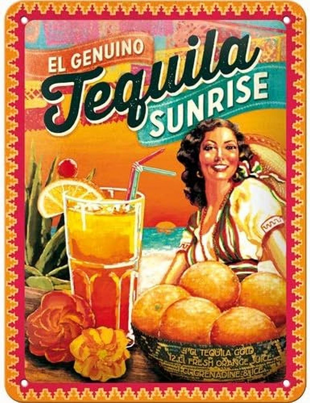 BLECHSCHILD 15/20 cm Tequila Sunrise - Multicolor, Metall (15/20/0.5cm) - Nostalgic-Art