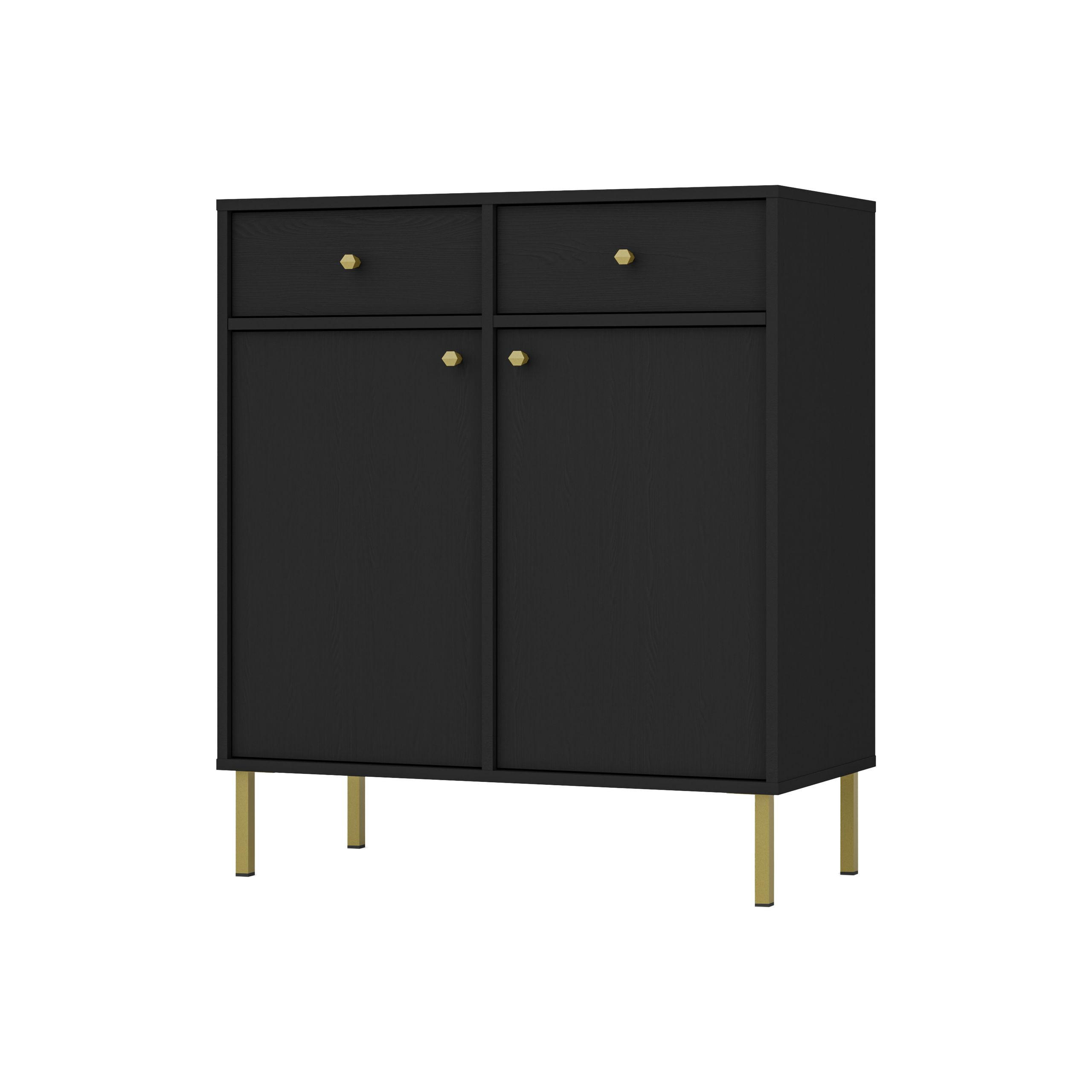 SIDEBOARD TORINO 84/95/41cm mit 2 Schubladen 2 Türen Graphitfarben - Graphitfarben, Holzwerkstoff (84/95/41cm) - MASSENO