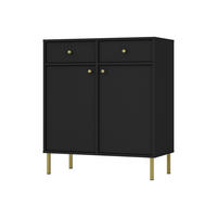 SIDEBOARD TORINO 84/95/41cm mit 2 Schubladen 2 Türen Graphitfarben - Graphitfarben, Holzwerkstoff (84/95/41cm) - MASSENO
