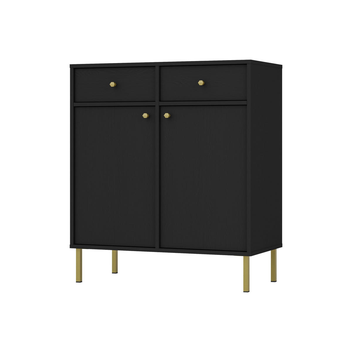 SIDEBOARD TORINO 84/95/41cm mit 2 Schubladen 2 Türen Graphitfarben - Graphitfarben, Holzwerkstoff (84/95/41cm) - MASSENO