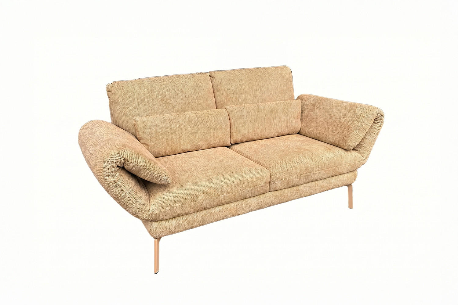 SOFA HOLLY Gelb Flachgewebe - Gelb/Braun, Textil/Metall (176/90/92cm) - KAWOLA