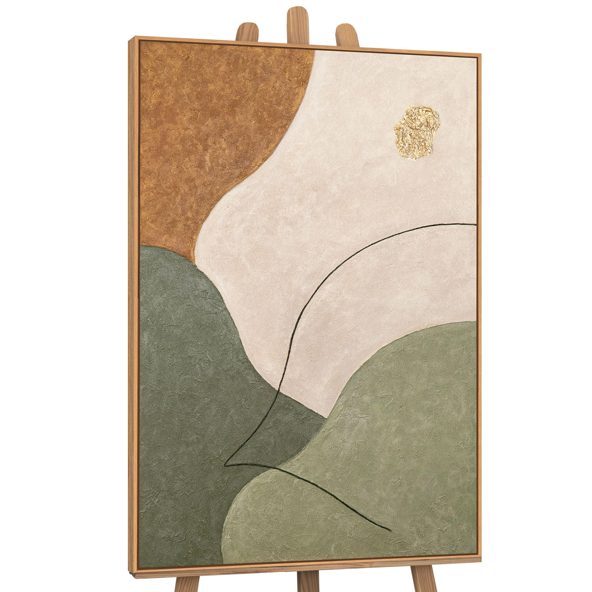 GEMÄLDE Das Flüstern der Täler Schattenfugenrahmen Eichefarben 120x80 cm - Eichefarben, Holz (120/80cm) - YS-art gallery